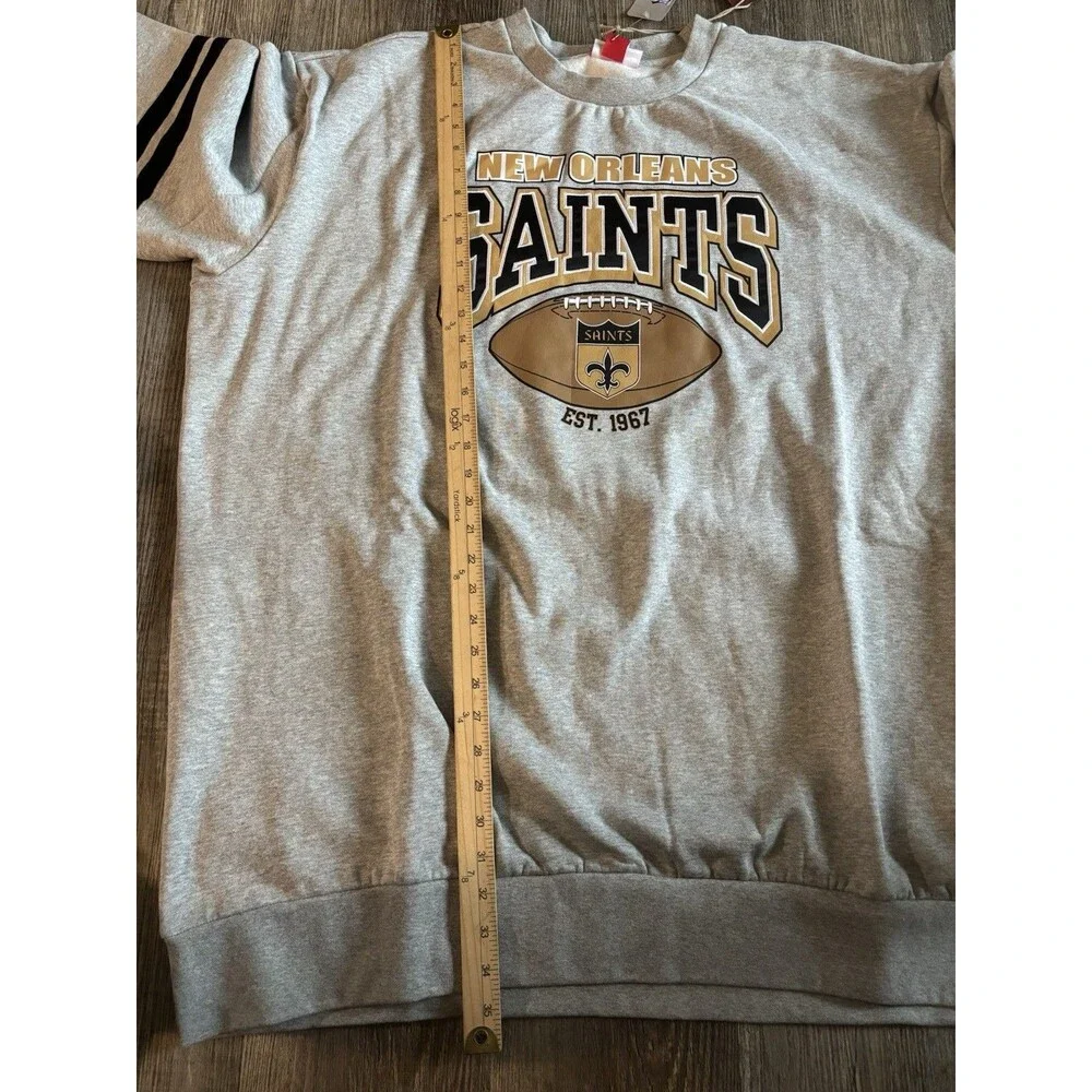 Mitchell & Ness Heather Gray New Orleans Saints Big & Tall Sweatshirt 4X NWT - Picture 9 of 11
